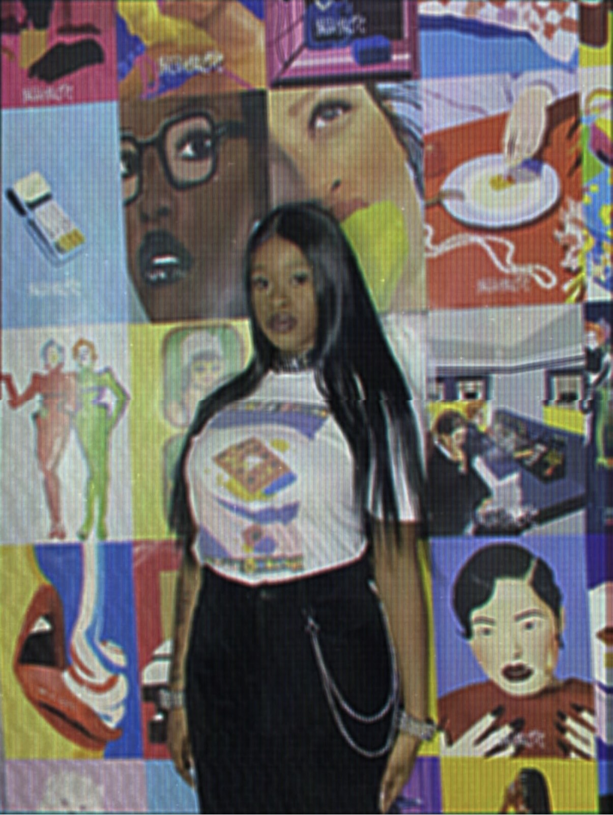 Biankeye Designs The Break SS25 graphic T-shirt, photographed against an artwork display